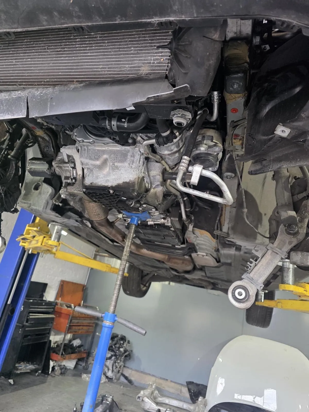On the lift, gearbox and engine work